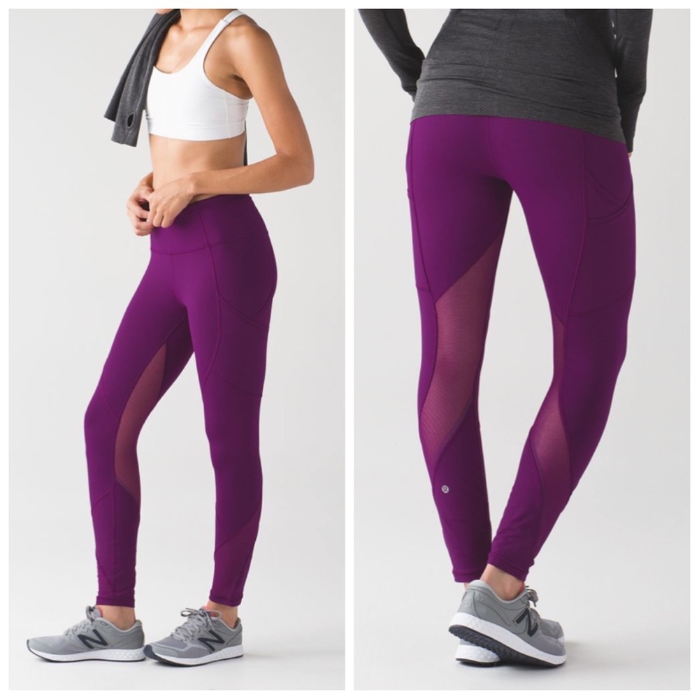lululemon athletica Purple Mesh-Panel Leggings